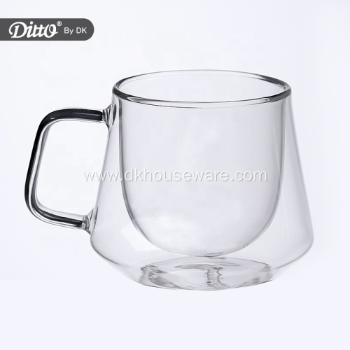 Double Wall Glass Coffee Cup with Handle